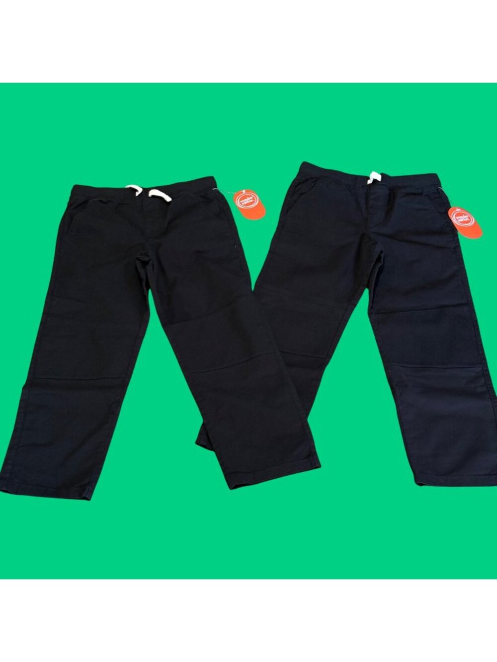Wonder Nation Boys Black Woven Pants Drawstring Size 8 Durable Everyday Wear